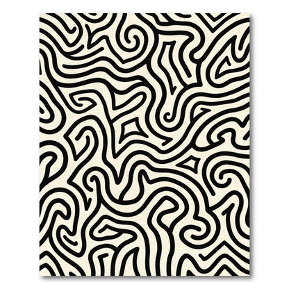 Black Cream Abstract Maze Rug