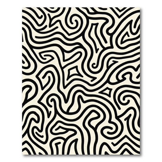 Black Cream Abstract Maze Rug