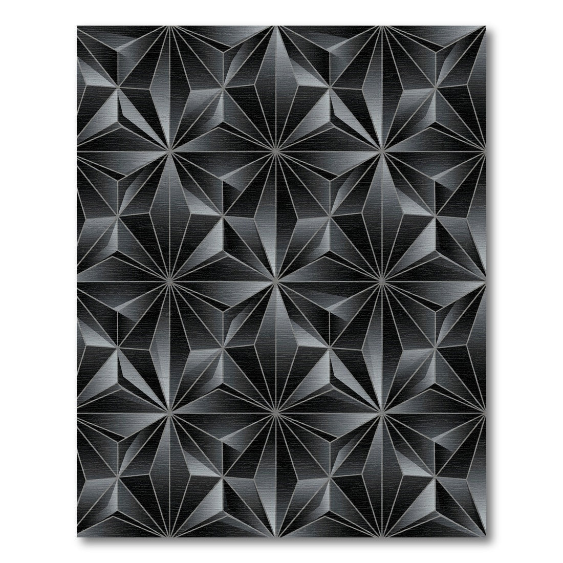 Dark Gray Geometric Faceted Star Rug