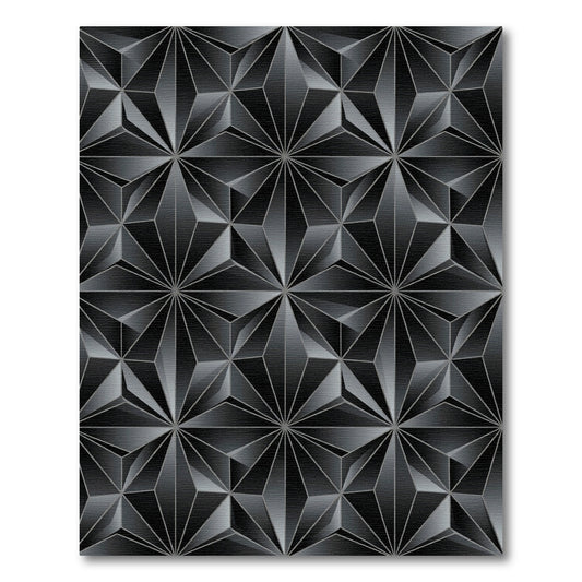 Dark Gray Geometric Faceted Star Rug