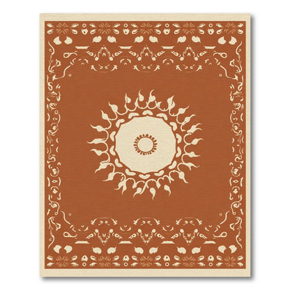 Terracotta Sunburst Bordered Medallion Rug