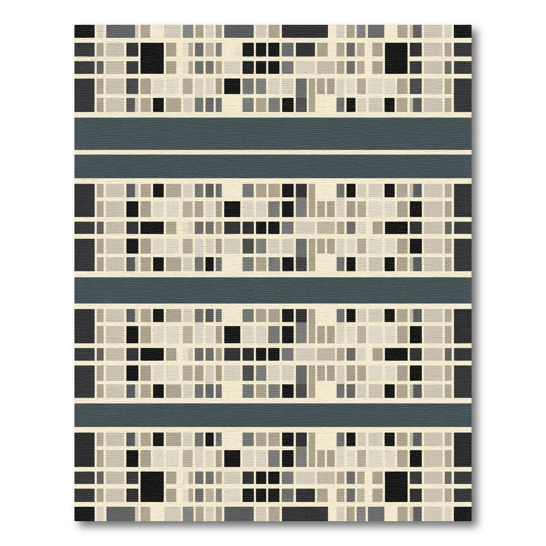 Neutral Tone Pixelated Geometric Lines Rug