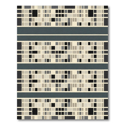 Neutral Tone Pixelated Geometric Lines Rug