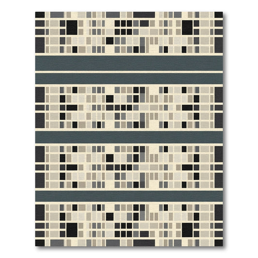 Neutral Tone Pixelated Geometric Lines Rug