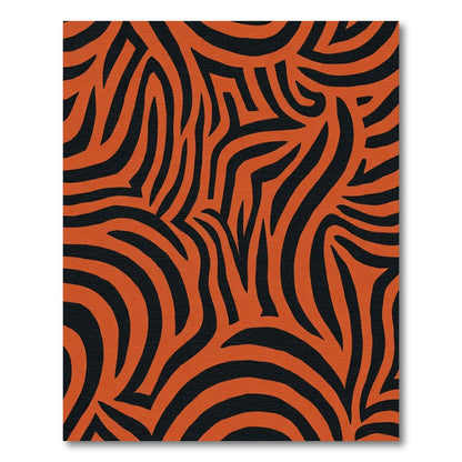 Bold Orange Black Abstract Zebra Rug