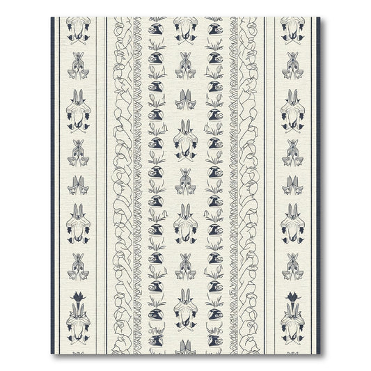 Classic Ivory Navy Animal Silhouette Rug