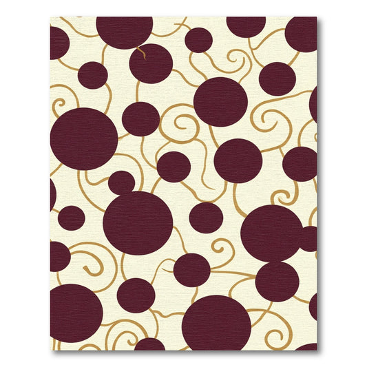 Deep Burgundy Circles Gold Swirls Rug