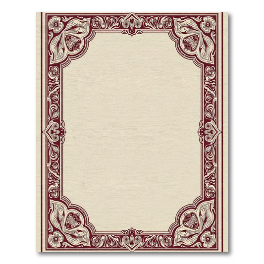 Deep Crimson Paisley Border Rug