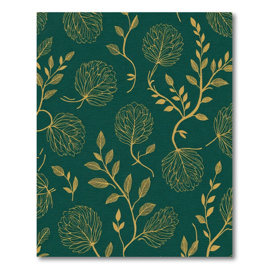 Emerald Golden Leafy Vine Art Rug