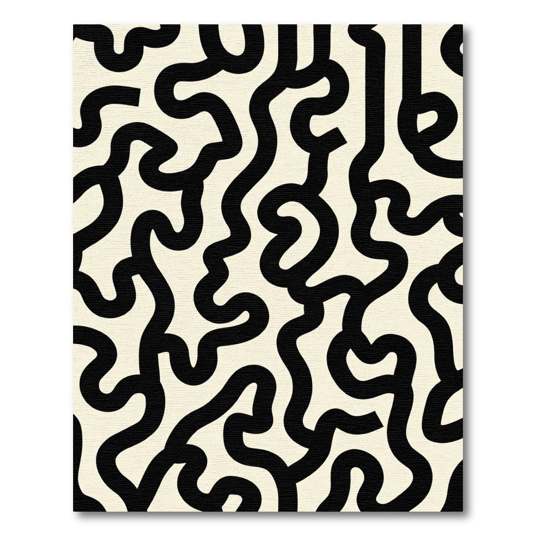 Black Cream Abstract Continuous Line Rug