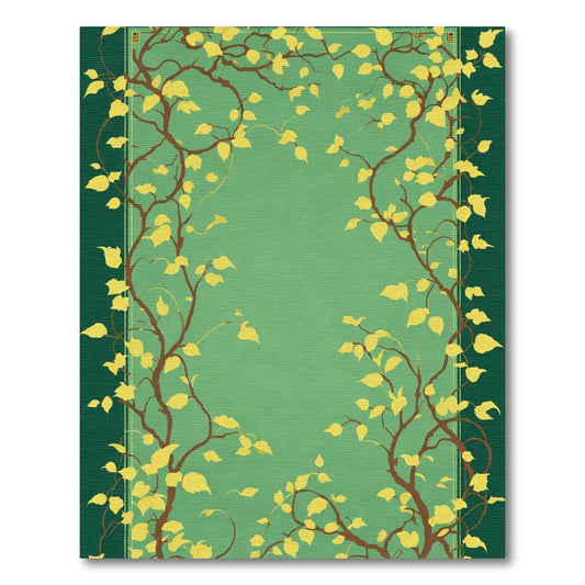 Green Branch Yellow Leaf Vine Art Rug