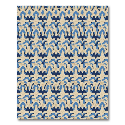 Navy Blue Tan Abstract Arch Rug