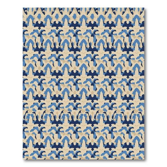 Navy Blue Tan Abstract Arch Rug