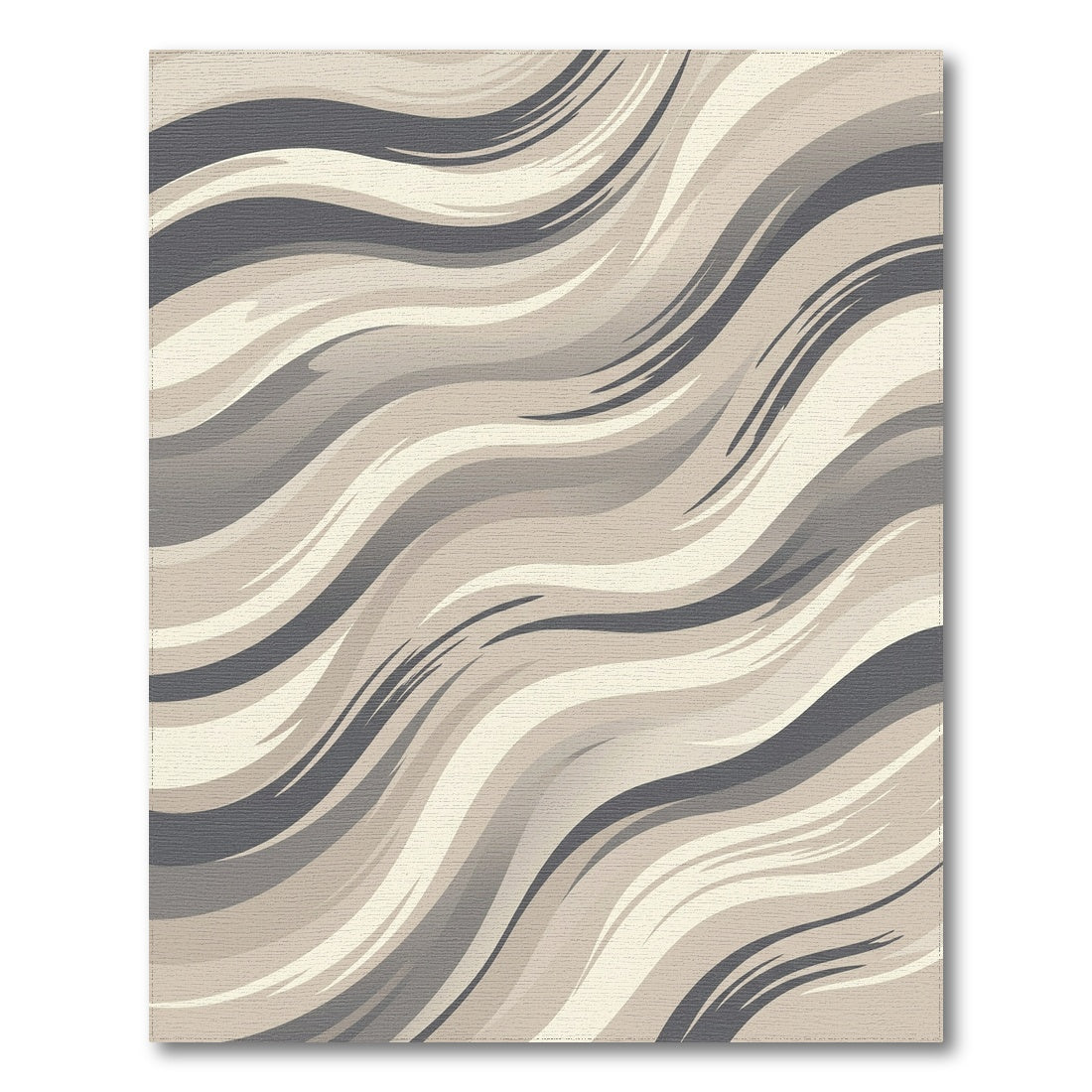 Beige Wavy Abstract Area Rug
