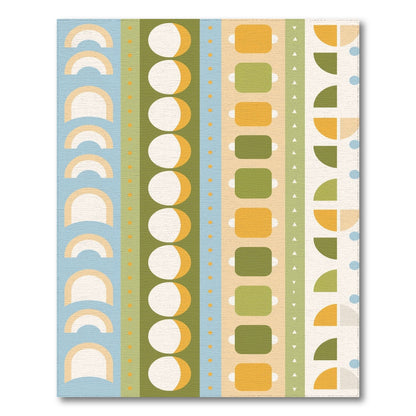 Multi-color and Patterns Vibrant Geometric Striped Multi-Color Area Rug