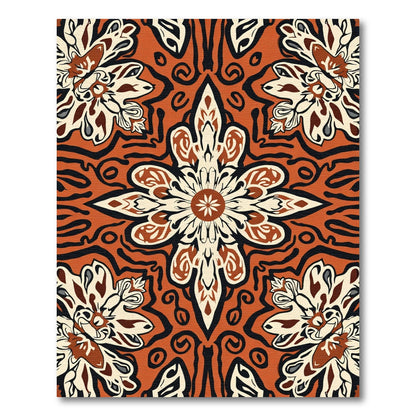 Bold Orange Floral Medallion Rug