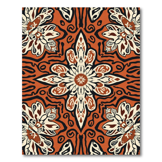 Bold Orange Floral Medallion Rug