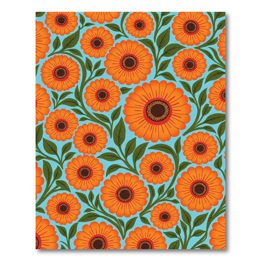 Vibrant Orange Daisy Floral Pattern Rug