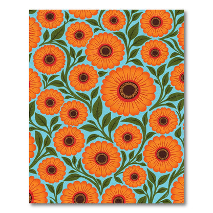 Vibrant Orange Daisy Floral Pattern Rug