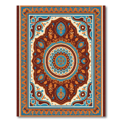 Rich Teal and Orange Medallion Rug