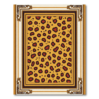 Golden Spotted Wild Cat Art Frame Rug
