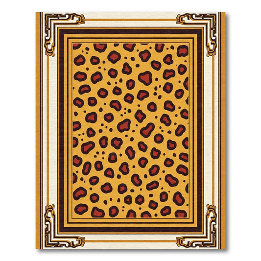 Golden Spotted Wild Cat Art Frame Rug