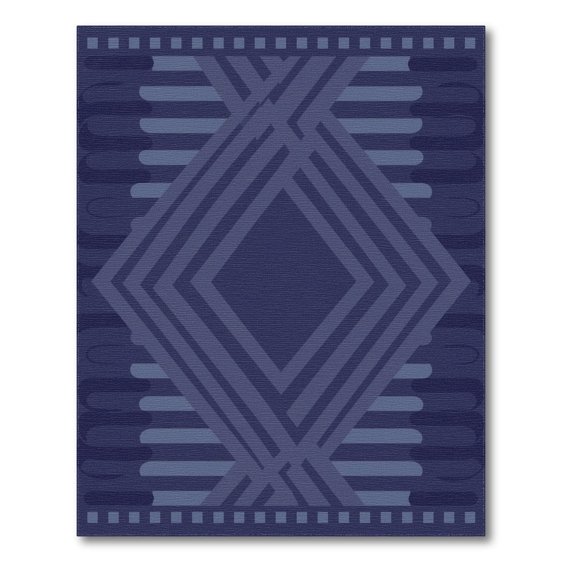 Navy Blue and Teal Navy Blue Geometric Diamond Area Rug