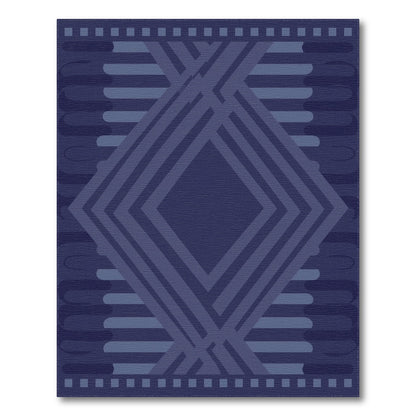 Navy Blue and Teal Navy Blue Geometric Diamond Area Rug