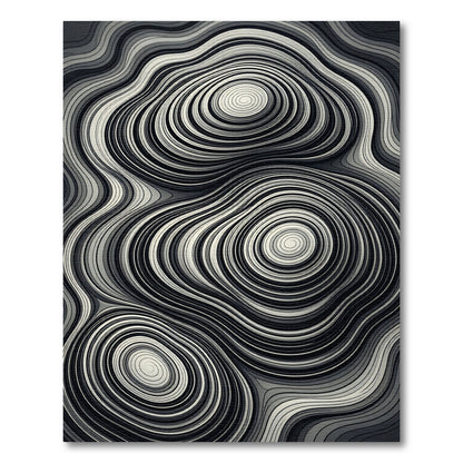 Black White Swirling Topographic Rug