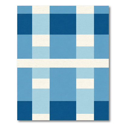 Duo Tone Blue Geometric Blocks Rug