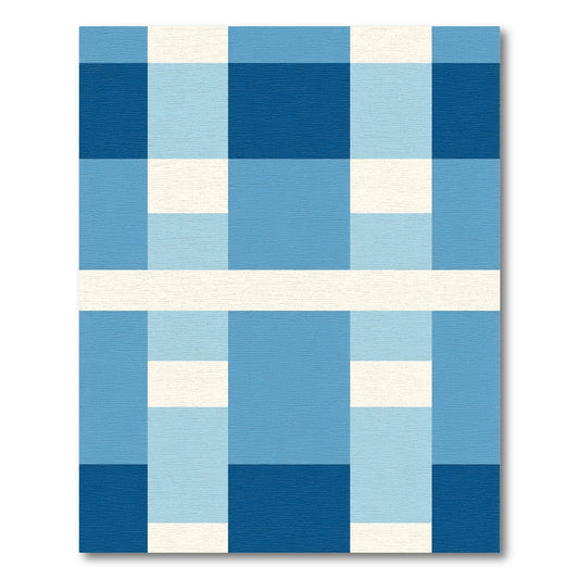 Duo Tone Blue Geometric Blocks Rug