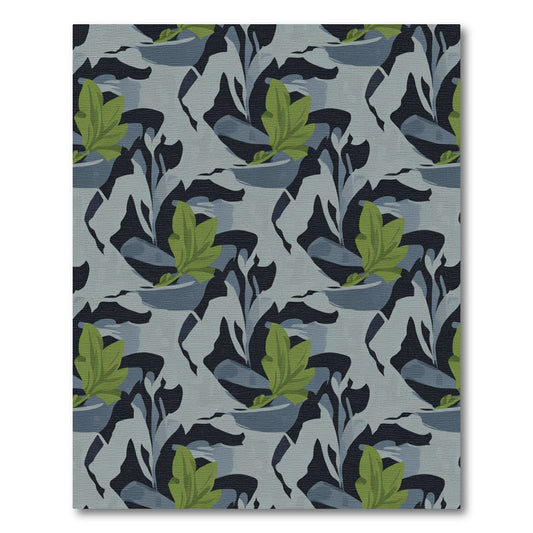 Abstract Green Leaf Camouflage Rug