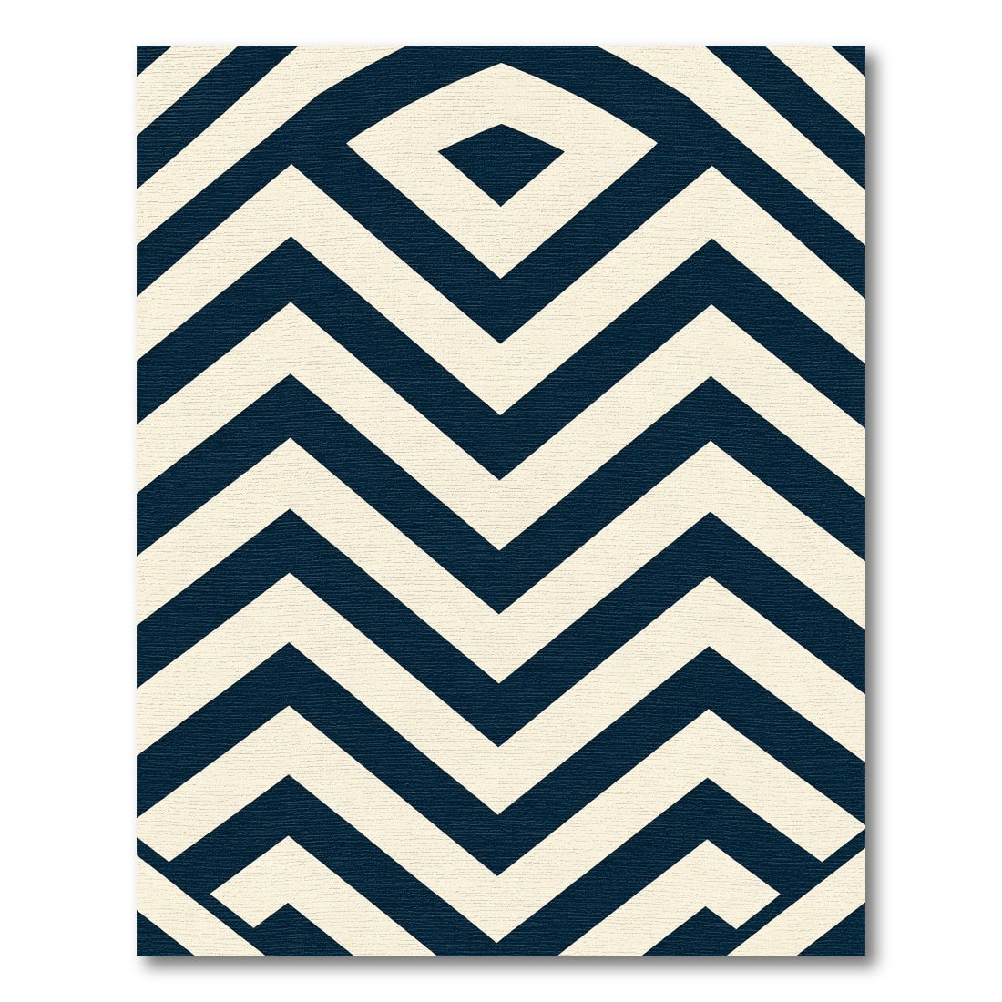 Navy Cream Bold Geometric Zigzag Rug