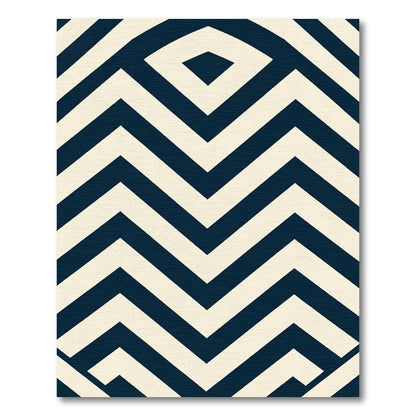 Navy Cream Bold Geometric Zigzag Rug