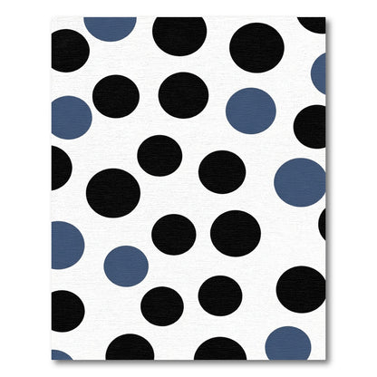 Bold Black Blue Polka Dot Circles Rug