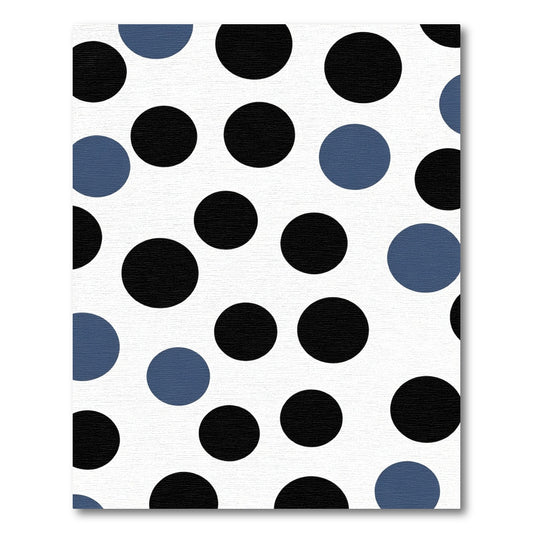 Bold Black Blue Polka Dot Circles Rug