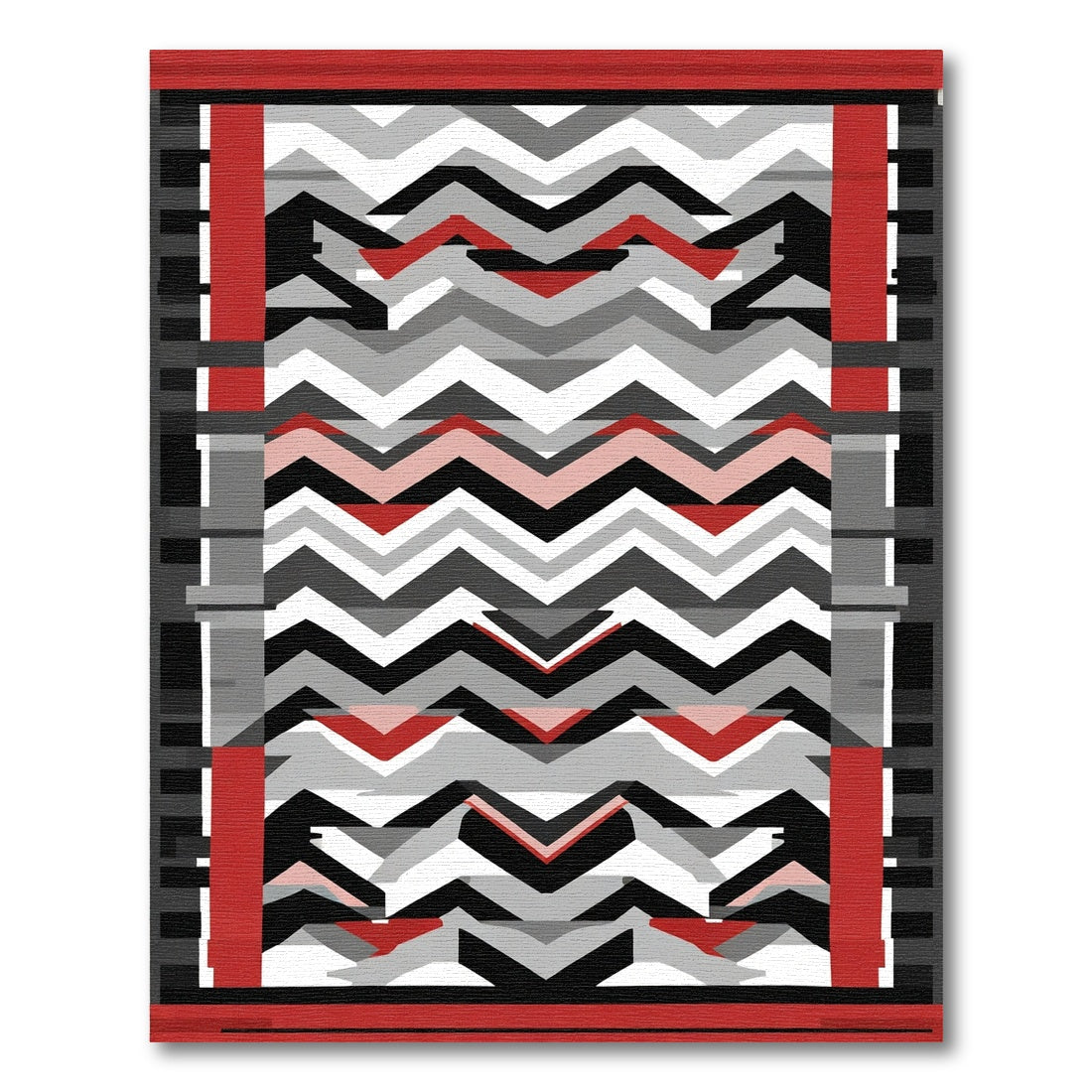 Bold Crisscross Red Gray Zigzag Rug