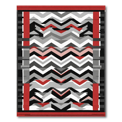 Bold Crisscross Red Gray Zigzag Rug