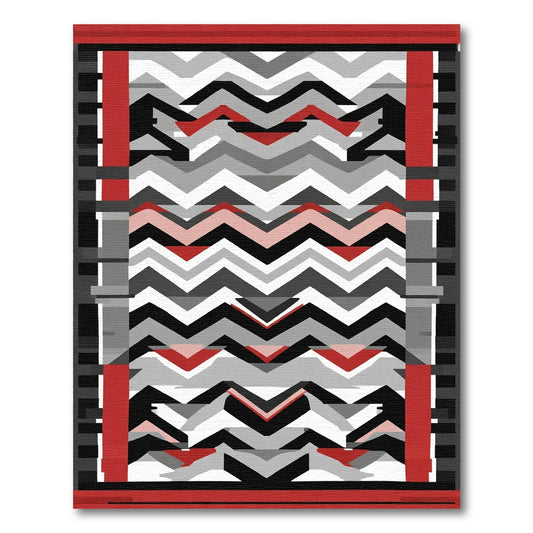 Bold Crisscross Red Gray Zigzag Rug