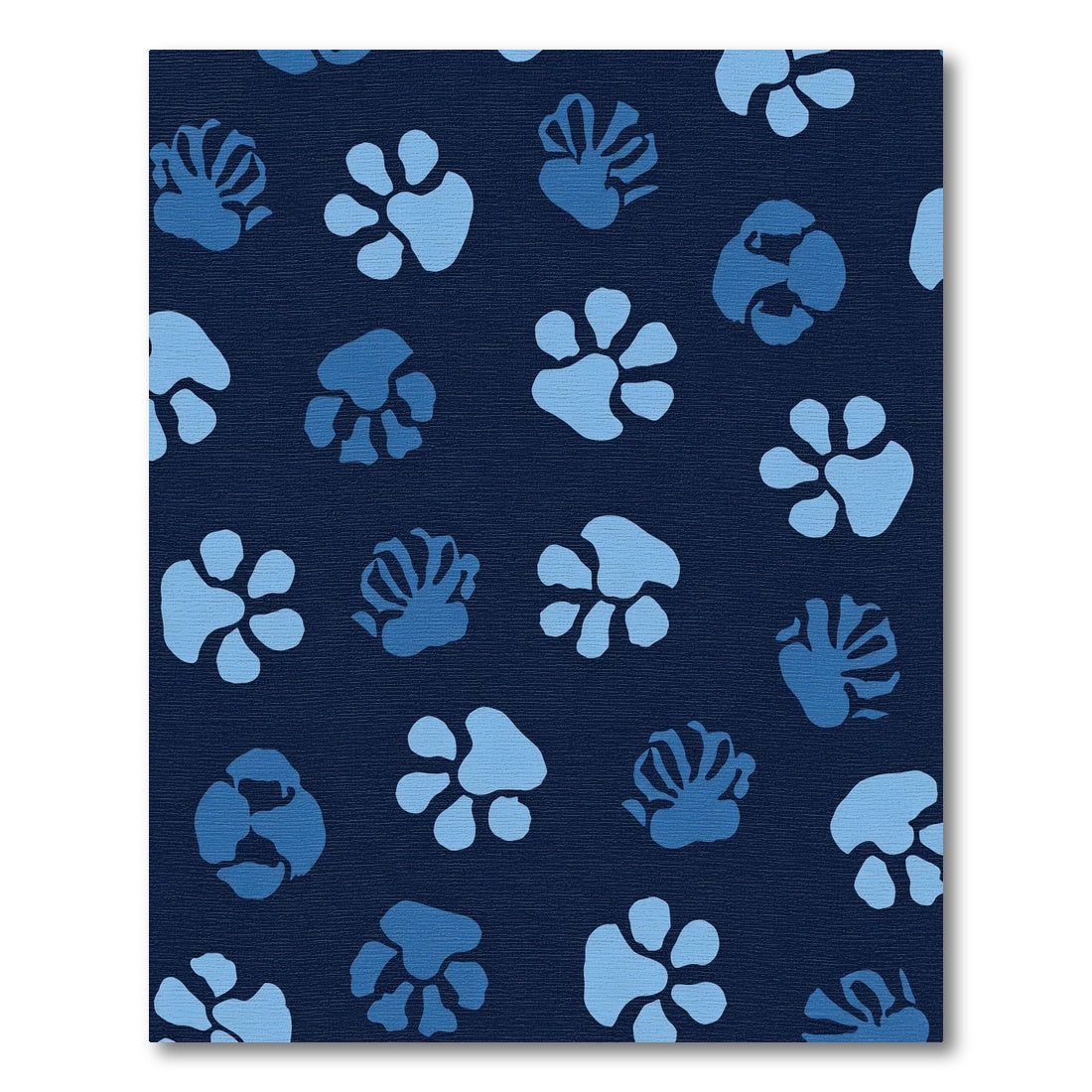 Deep Blue Paw Prints Repetition Rug