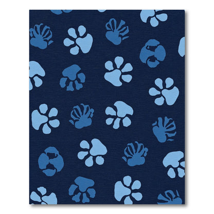 Deep Blue Paw Prints Repetition Rug