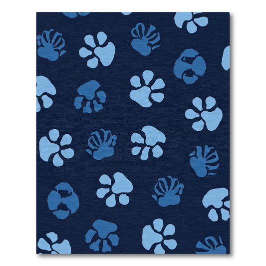 Deep Blue Paw Prints Repetition Rug