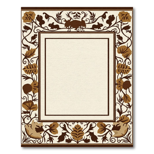 Brown Tan Woodland Creature Border Rug