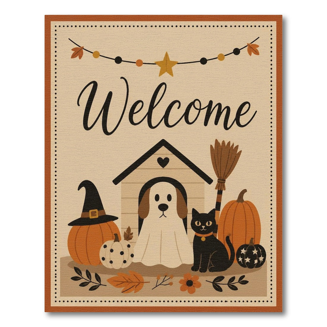 Halloween Welcome Dog and Cat Area Rug