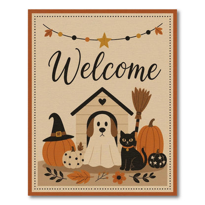 Halloween Welcome Dog and Cat Area Rug
