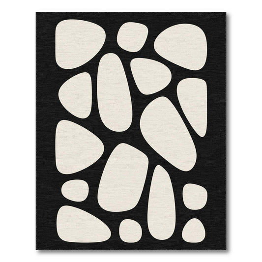 Abstract Organic Black White Area Rug