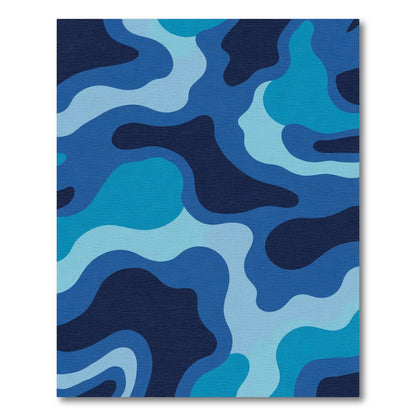 Abstract Blue Camouflage Flow Rug