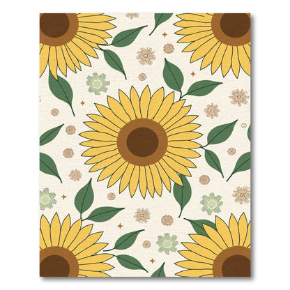 Sunny Yellow Sunflower Garden Pattern Rug