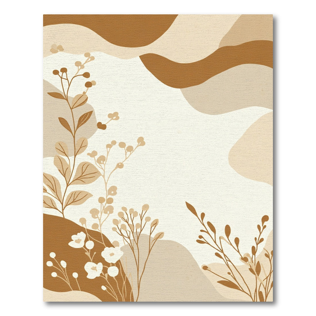 Warm Earthy Botanical Organic Shapes Rug