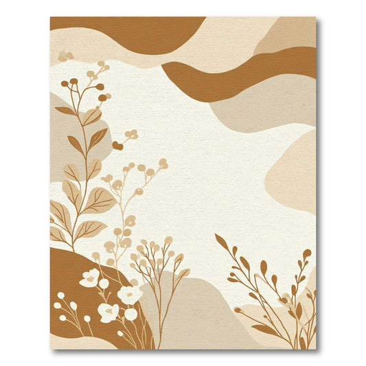 Warm Earthy Botanical Organic Shapes Rug